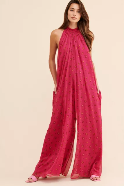 New Free People The Edge Of Love Jumpsuit, Pink, Small, RRP $168