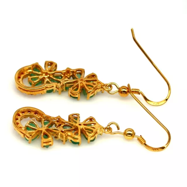 Shola Vrai Naturelle Vert Émeraude & Saphir Boucles D'Oreilles Sterling E437 3