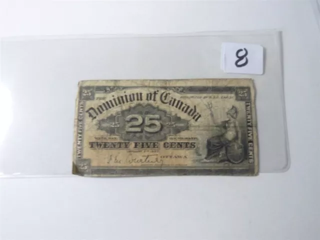 CANADA BANKNOTE SHINPLASTER 1900  25 cent SIGNATURE  COURTNEY NO8