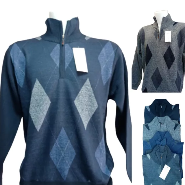 Maglione Uomo MEZZA Zip Pullover LUPETTO INVERNALE Casual Maglia Maglioncino