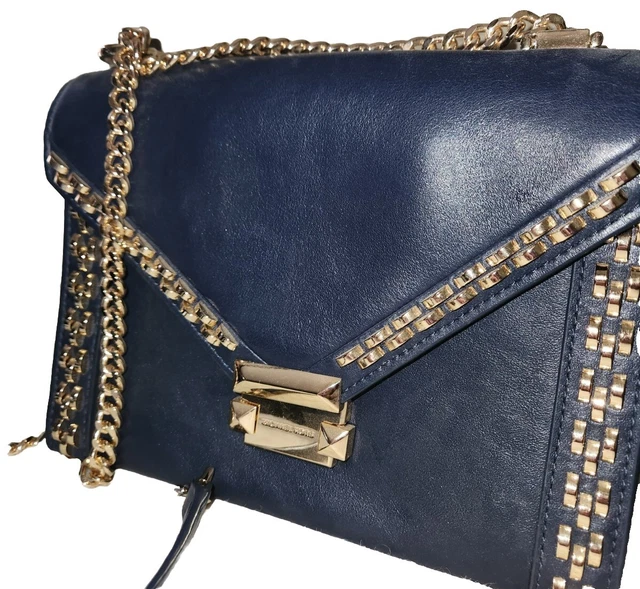 Whitney large studded saffiano leather convertible shoulder bag top