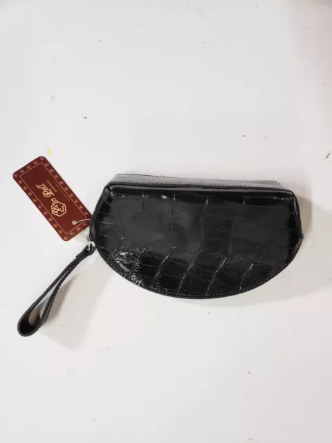 Pelletterie Bag Womens One Size Black Leather Crocodile Strap Zipper Coin Bag