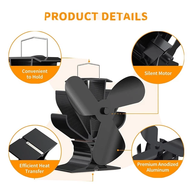 Signstek Heat Powered Wood Stove Fan for Wood/Log Burner/Fireplace/Heater, Non E