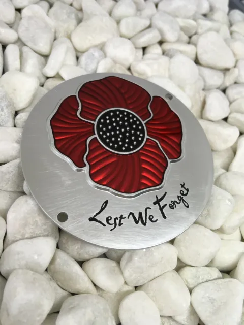 Lest We Forget Red Poppy Grille Car Badge British Legion with fittings