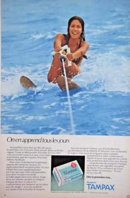 Publicité De Presse 1975 Tampons Tampax On En Apprend Tous Les Jours