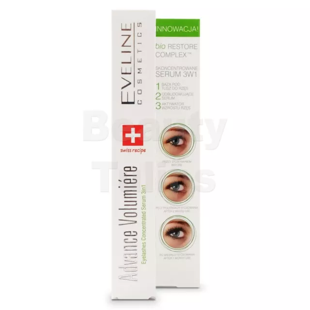 2 x Eveline Advanced Volumiere 3 in 1 - Wimpernkonzentrat Serum 10ml