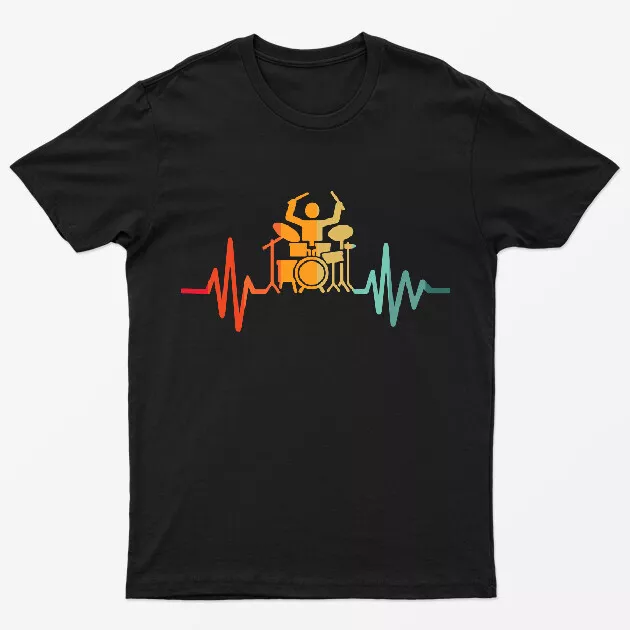 Heartbeat Drum Lovers Gift Lifeline Drumming Drummer Top Mens T shirts#M#P1#PR 12