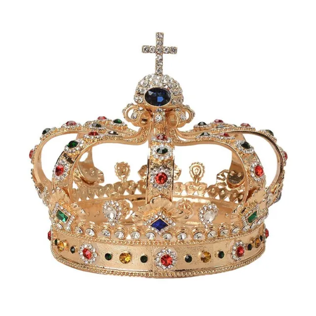 Men's Imperial Medieval Fleur De Lis Gold King Metal Crown 10cm