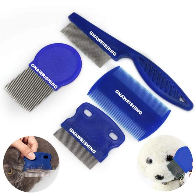 GNAWRISHING Flea Comb 4Pcs with High Strength Teeth Durable Pet Tear Stain Remov