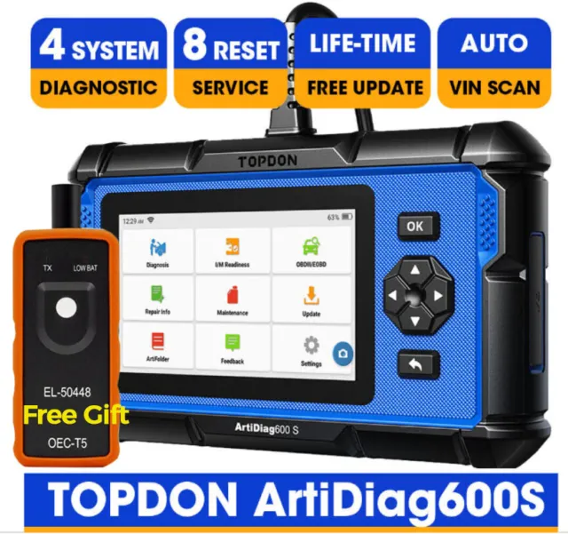 TOPDON AD600S Scanner Airbag ABS Diagnostic Scan Tool OBD2 Fault Code Reader