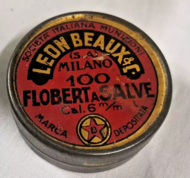 Scatola Latta Leon Beaux & C. Societa' Italiana Munizioni 100 Flobert A Salve