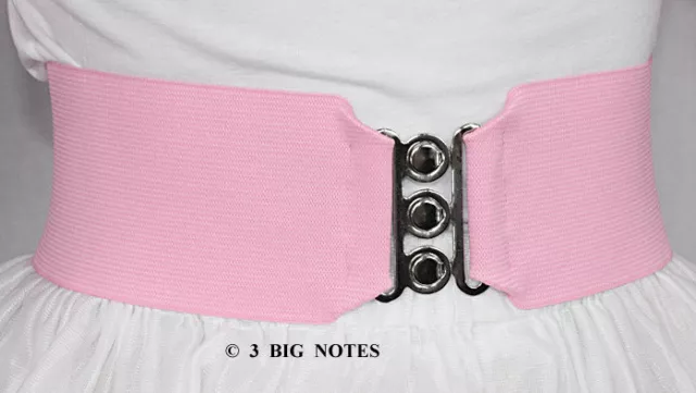 HOT PINK _ Elastic Cinch Belt for Poodle Skirt _ 3" Wide_ Adult Size MEDIUM