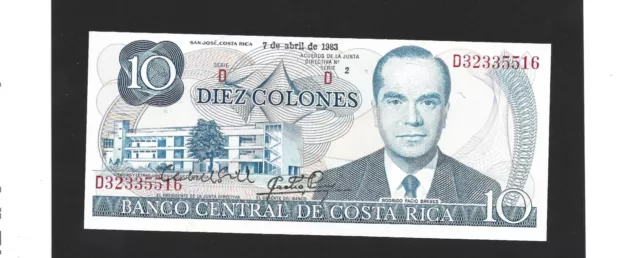 Billet de banque du Costa Rica 10 colones 1983 Neuf