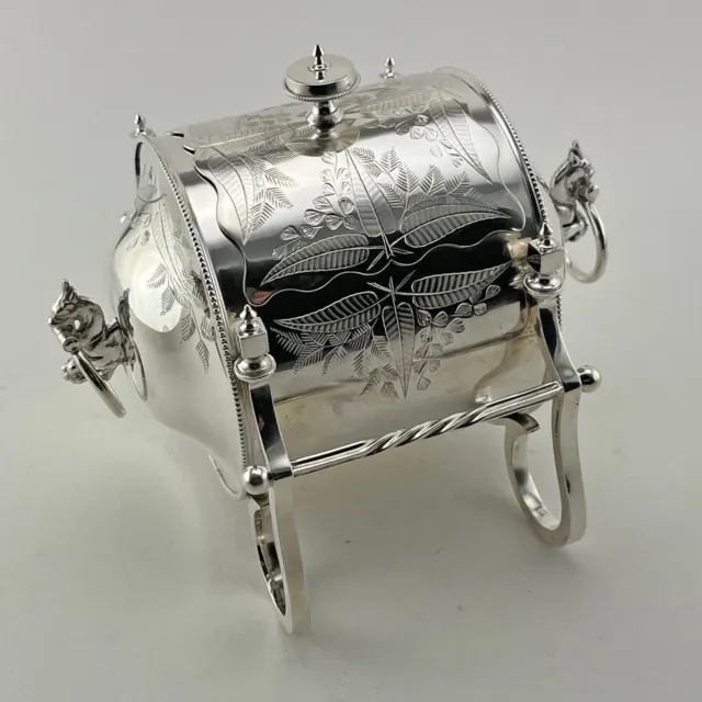 Unusual Design Victorian Silver Plated Biscuit Box or Barrel