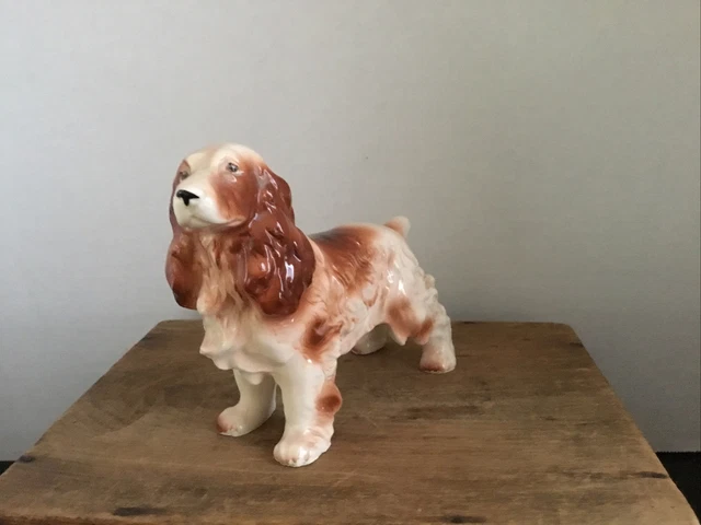 vintage springer spaniel figurine by veagco ceramics japan with sticker