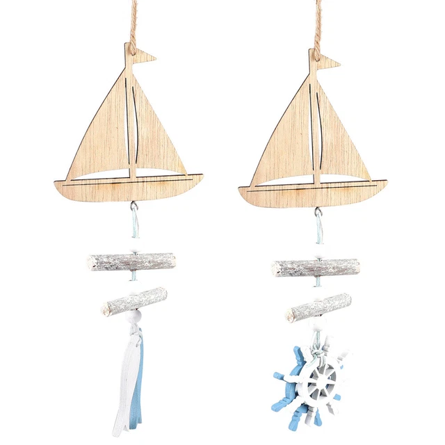 2 Pcs Ornement De Style Océan D'Hawaï Pendentif Poisson Bois Artisanat