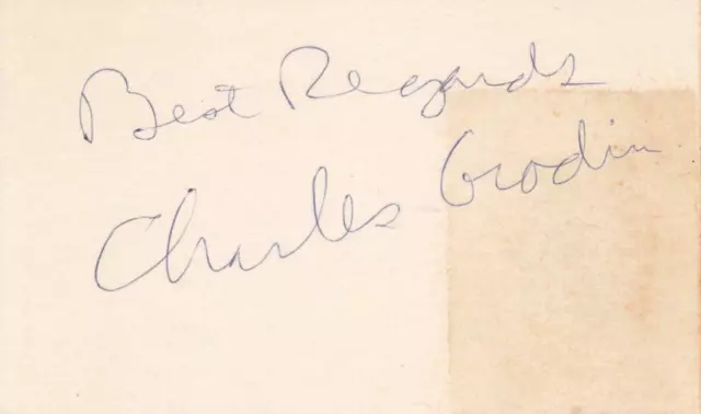 CHARLES GRODIN Signed Best Regards 3X5 Index Card Actor/Beethoven COA