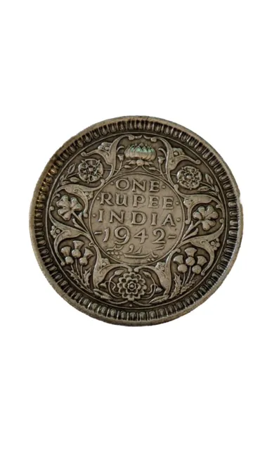 1942 George VI India One Rupee Silver Coin |Very Fine Collectable Grade