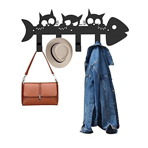 Key Holder, Wall Mounted Key Matte Black with 4 Durable Hooks