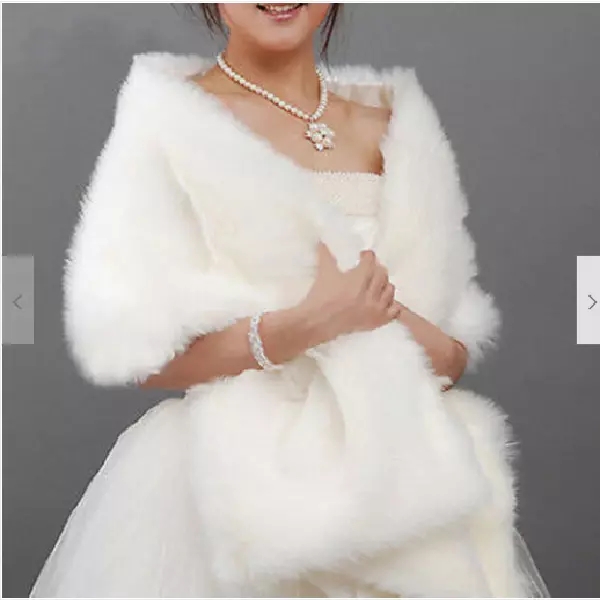 New Red Faux ivory White Fur Wrap Jacket Bolero Shawl Shrug Cape*Bridal &Wedding
