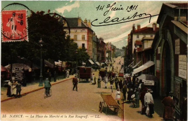 CPA NANCY - La Place du Marché et la Rue Raugraff (483999)