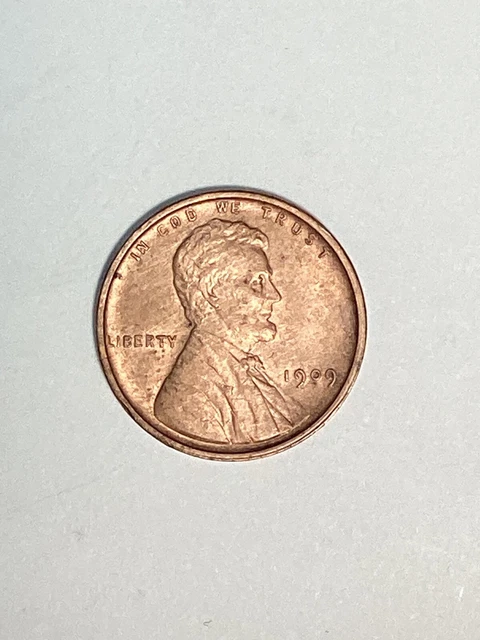 1909 Lincoln Wheat Cent VDB About Uncirculated Philadelphia Mint (NO Mint Mark)