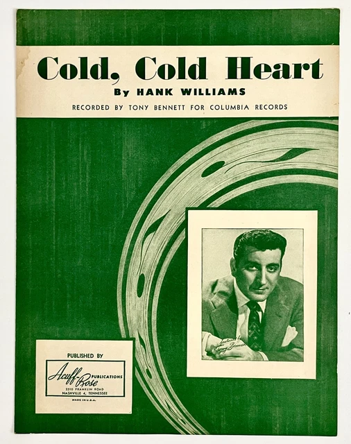 1951 COLD COLD Heart Tony Vintage Sheet Music Piano Vocal Hank
