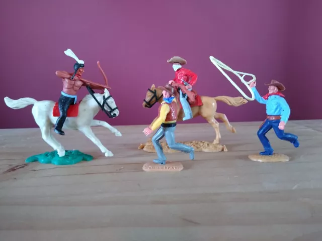 Timpo Toys  Wild West Three Cowboys and One Indian