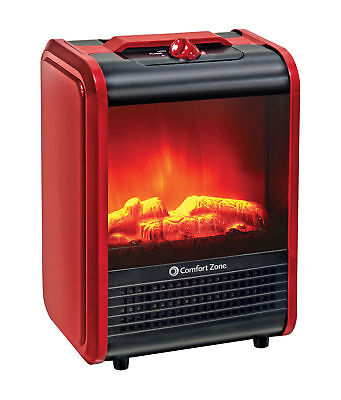 Comfort Zone Mini Ceramic, Electric Fireplace Stove | Red, 3D Red;black