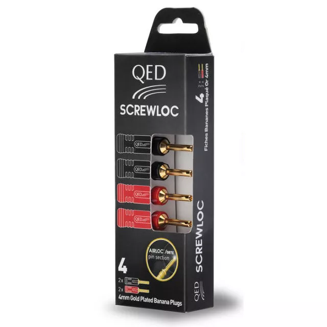 8 QED SCREWLOC 4mm BANANA PLUGS Forte ABS Connectors (2 Packs of 4) QE1880 3