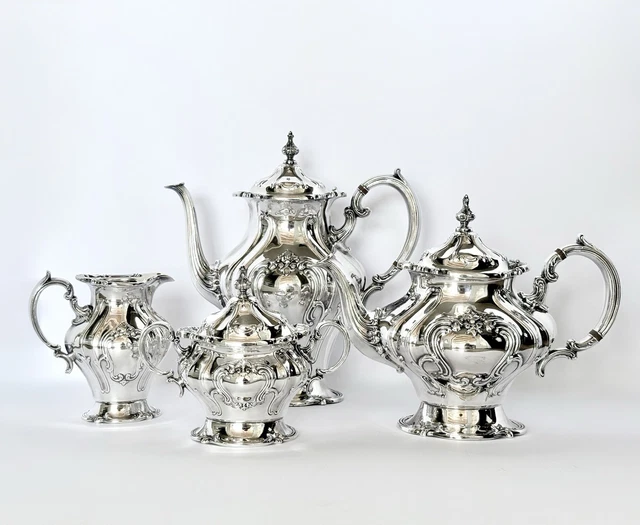 VINTAGE GORHAM CHANTILLY Silverplate 4-Piece Tea Coffee Service