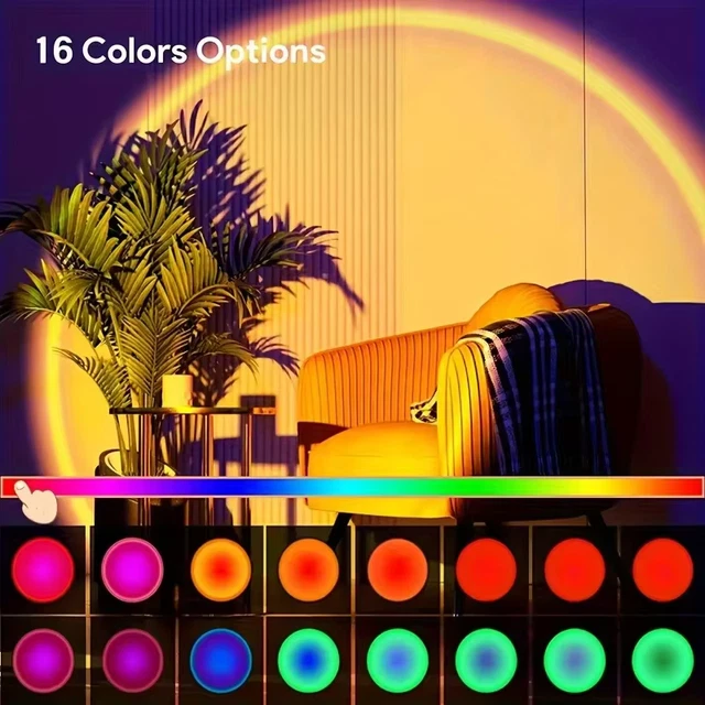 SUNSET LIGHT PROJECTION Light With Remote Control 16-Color Night Light ...