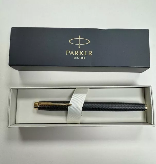 Parker IM Rollerball Navy/Gold Pen, Black Ink, New