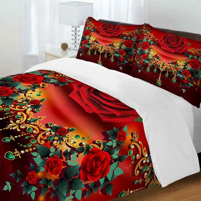 FLOWER GREEN LEAF Decoration 3D Quilt Duvet Doona Cover Set Pillow case