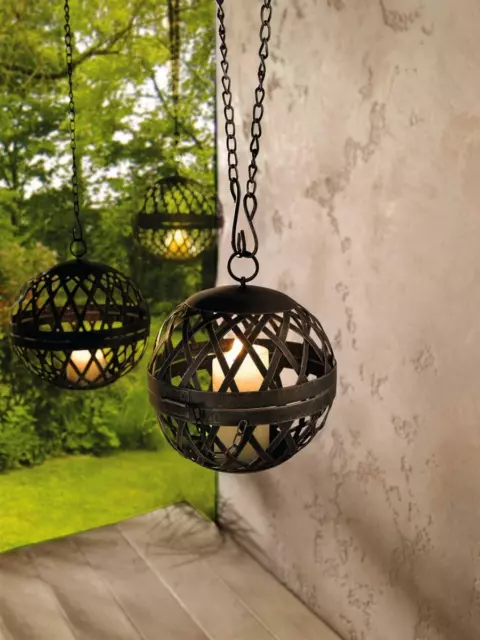 Metall Windlicht Hänger "Kugel" mit Kette, Shabby, Hänge Laterne Kerzen Halter