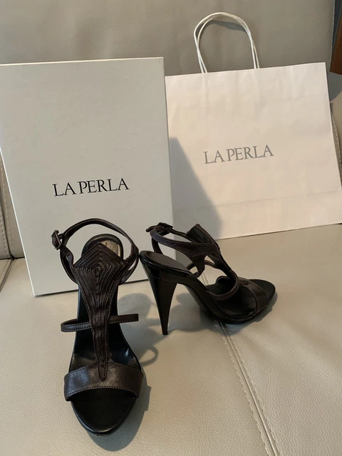 SCARPE SANDALI in pelle con tacco marca LA PERLA n.38 nuovo con