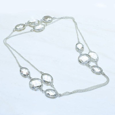 Link Blanc Gemme Topaze En Argent Sterling 925 Bijoux Collier Link Chain 91.4cm 