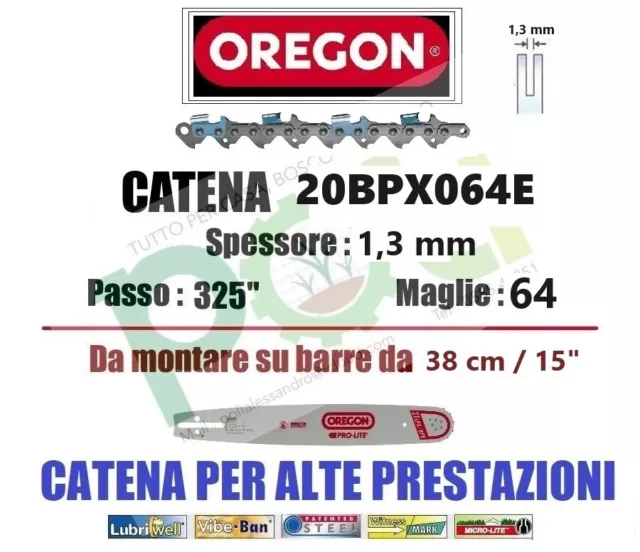 CATENA MOTOSEGA OREGON 20BPX064E PASSO .325  SPESSORE 1,3mm 64 MAGLIE
