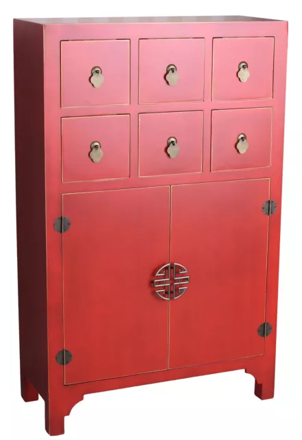 Chinois Commode Coffre Wäsche Asie Armoire Rouge Armoire Chine