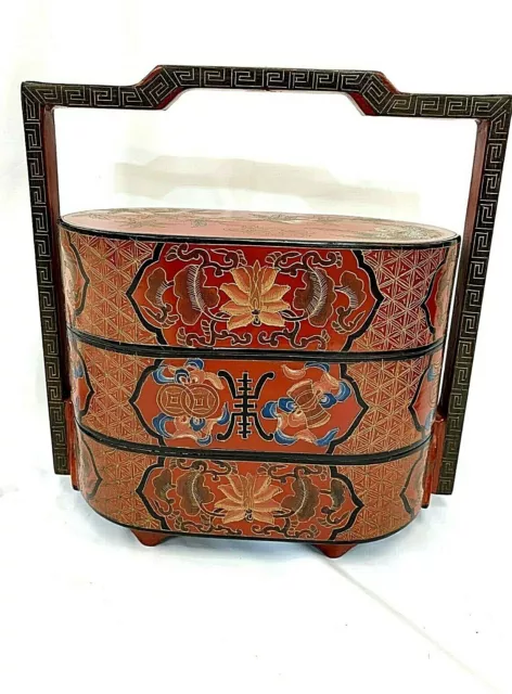 Vintage Chinese Hand Painted Lacquer Box