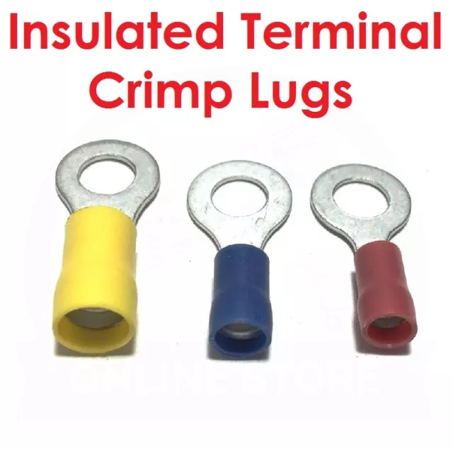 .QUALITY Crimp Terminals Yellow Blue Red Eyelet Stud Size M4 M5 M6 M8 M10 M12