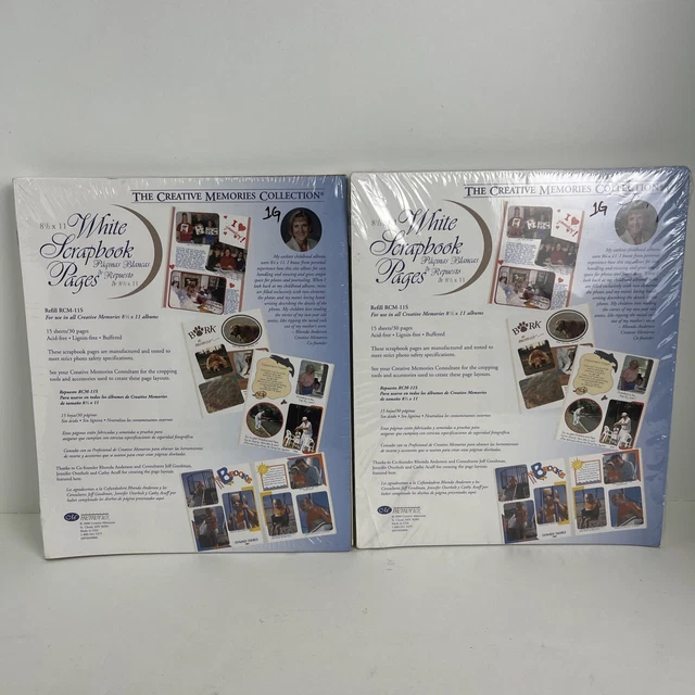 Creative Memories 8.5x11 Blanco Libro de recortes Páginas Recarga RCM-11S Lote de 2 Paquetes Nuevo