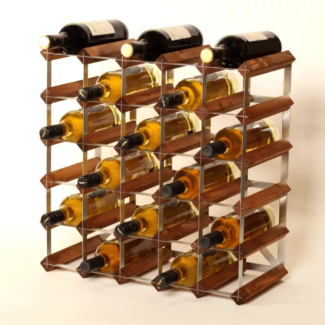 Cranville wine rack storage 30 bottle Oak stain wood /metal assembled