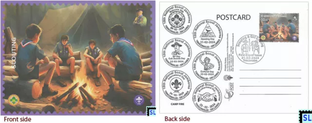 Sri Lanka Postcards, 2024 Stamps, Scout, Scouting, 6 Day Cancellations, 1 of 10v