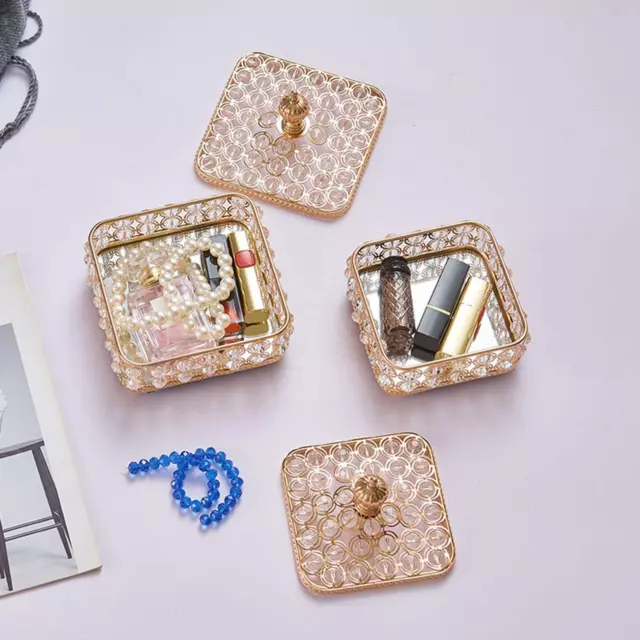 Boîte à bijoux en cristal vintage organisateur de bibelots cadeaux bagues