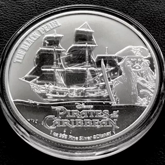 Disney Pirates of the Caribbean The Black Pearl 1 oz .999 Silver Coin J. Sparrow