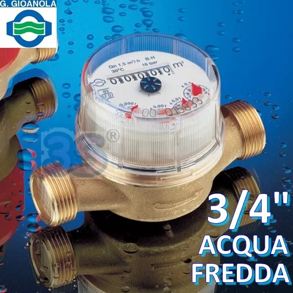 Contatore acqua fredda 3/4'' quadrante asciutto omologato cee