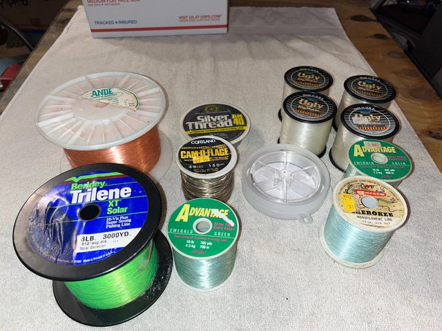 HUGE Lot of fishing line - 12 spools most never used - Berkley Trilene, UGLY Big