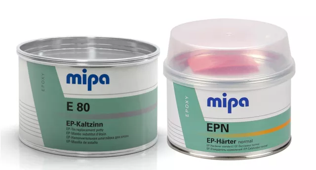 SET Mipa E 80 EP Kaltzinn-Epoxy Füllspachtel inkl. EPN - Härter normal für E 80