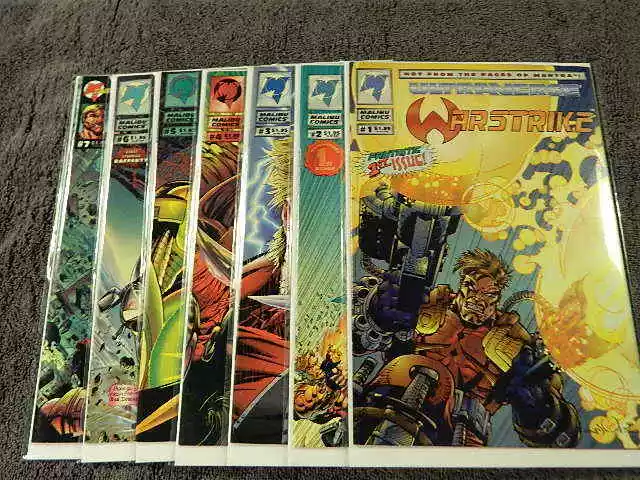 1994 MALIBU Comics WARSTRIKE #1-7 Complete Limited Series Set ULTRAVERSE - VF/MT